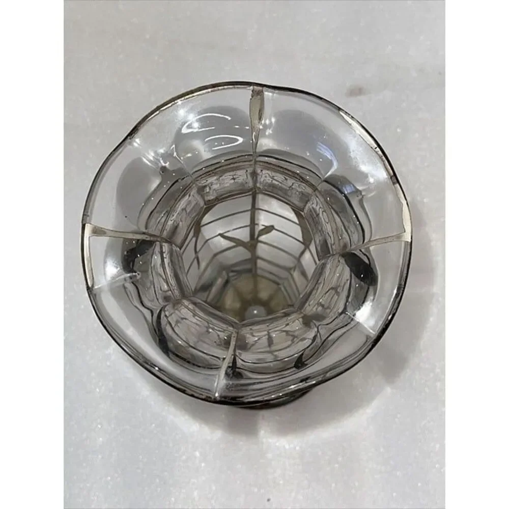 Art Nouveau Vase Sterling Silver Overlayed Glass Fluted Lip Footed Circa 1930’s